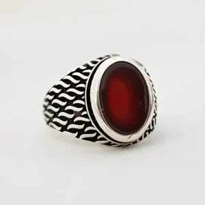 Natural Garnet Gemstone Ring, 925 Sterling Silver Jewelry, Mens Ring