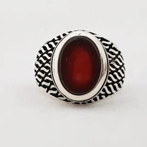 Natural Garnet Gemstone Ring, 925 Sterling Silver Jewelry, Mens Ring