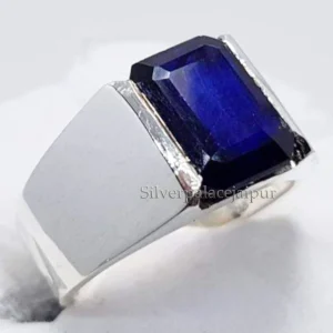 Blue Sapphire Engagement Ring, 92.5 Sterling Silver, Ring For Him