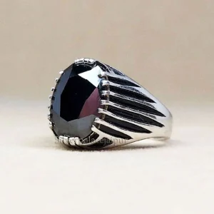 Natural Amethyst Gemstone Silver Men Ring, 92.5 Sterling Silver, Ring For Him