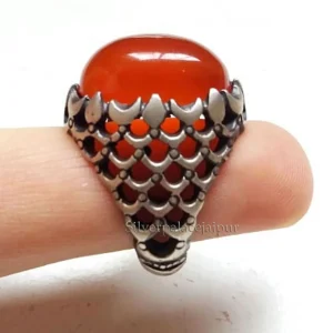 Natural Red Onyx Ring, 925 Sterling Silver, Red Onyx Ring, Handcrafted Jewelry, Unisex Ring