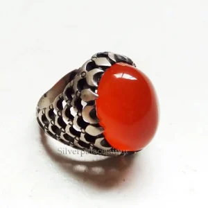 Natural Red Onyx Ring, 925 Sterling Silver, Red Onyx Ring, Handcrafted Jewelry, Unisex Ring