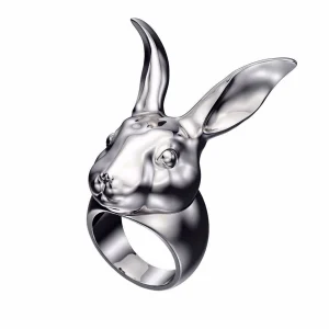 Rabbit Silver Ring, Rabbit Men Silver Ring, Heavy Silver Ring
