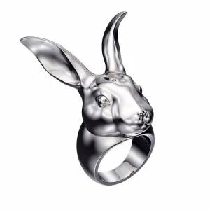 Rabbit Silver Ring, Rabbit Men Silver Ring, Heavy Silver Ring