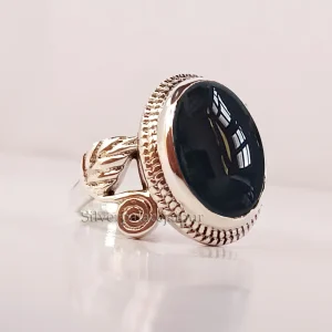 Natural Black Onyx Women Ring, 925 Sterling Silver Statement Ring, Onyx Ring