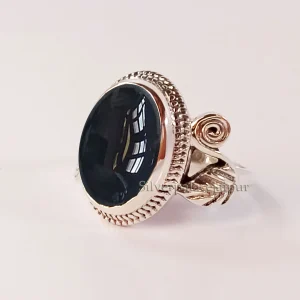 Natural Black Onyx Women Ring, 925 Sterling Silver Statement Ring, Onyx Ring