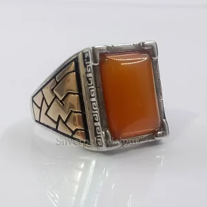 Natural Red Onyx Ring, Red Onyx Silver Gemstone Mens Ring, Ring For Him