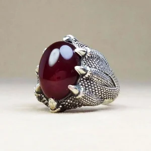 Garnet Ring, 925 Silver Ring, Huge Garnet Gemstone Ring, Mens Garnet Jewelry