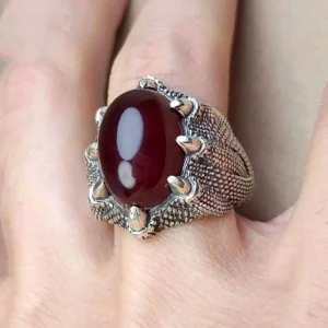 Garnet Ring, 925 Silver Ring, Huge Garnet Gemstone Ring, Mens Garnet Jewelry
