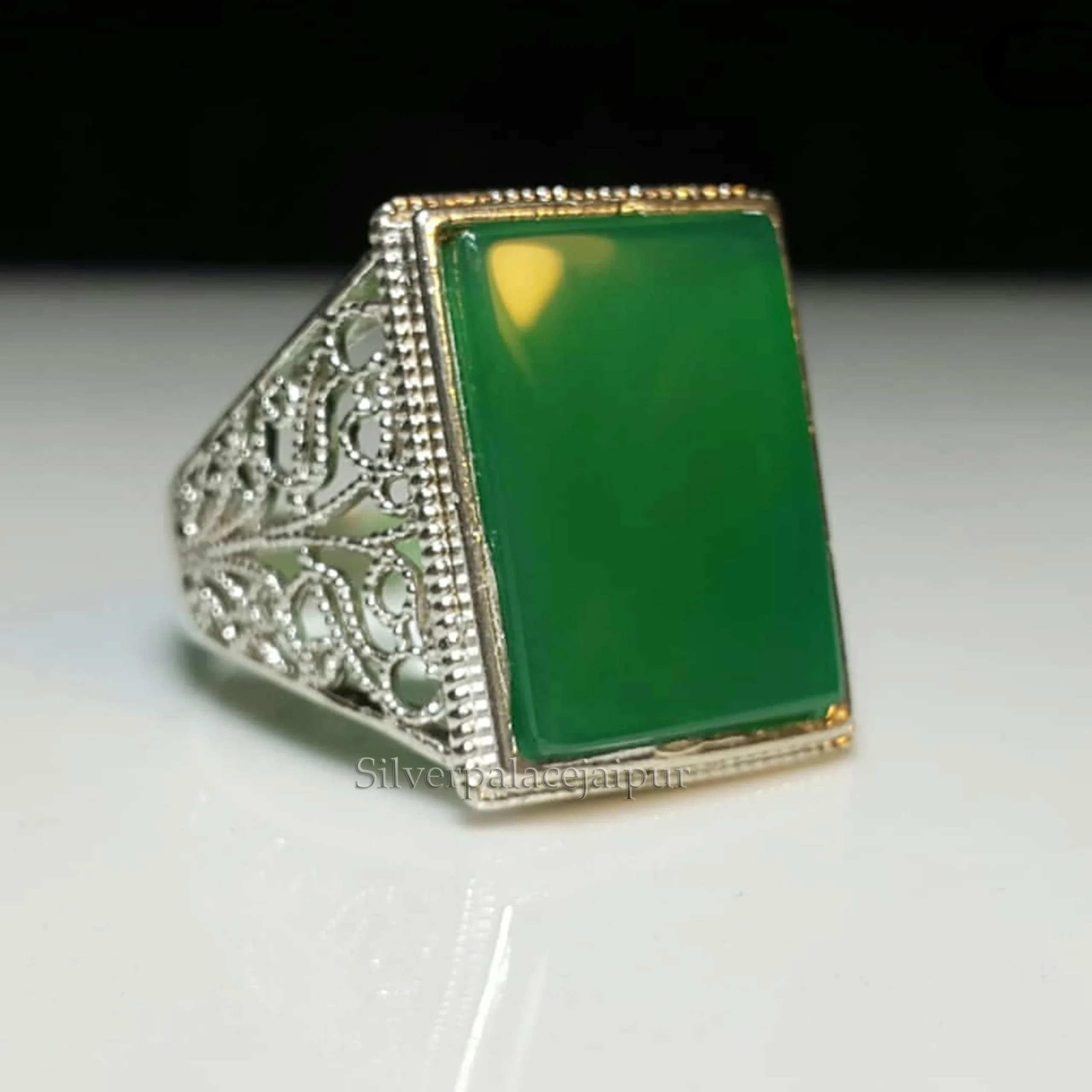 Green Onyx Mens Ring (4) Green Onyx Mens Ring