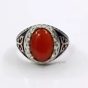 Natural Red Onyx 925 Sterling Silver Statement Ring, Ring For Him, Wedding Ring, Gift Ring