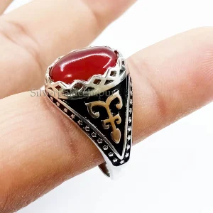 Natural Red Onyx 925 Sterling Silver Statement Ring, Ring For Him, Wedding Ring, Gift Ring