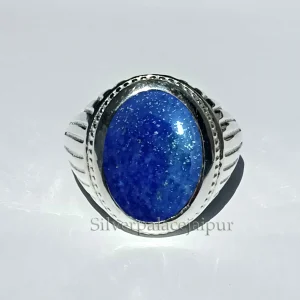 Natural Lapis Lazuli, Lapis Lazuli Mens Ring 925 Sterling Silver Ring, Statement Ring